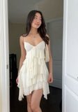 Niulatu A line Straps Ivory Short Chiffon Homecoming Dresses Cocktail Dress HZ1110