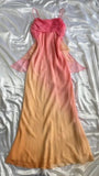 Niulatu A line Straps Chiffon Ombre Pink Prom Dresses Evening Dress With Ribbons HZ1110