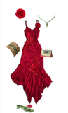Niulatu A line Straps Chiffon Red Irregular Prom Dresses Evening Dress With Flowers HZ1110