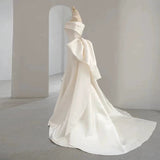 Niulatu Mermaid Off The Shoulder Short Sleeves Long White Wedding Dresses With Bow HZ1110