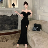 Niulatu High Waist Slim Wrapped Slit Long Prom Dresses New Evening Party Dress HZ1110