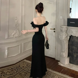 Niulatu High Waist Slim Wrapped Slit Long Prom Dresses New Evening Party Dress HZ1110