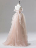 Niulatu Off Shoulder Tulle Lace Long Prom Dress Evening Party Dress HZ1110