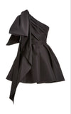 Niulatu A line One Shoulder Black Short Homecoming Dresses Cocktail Dress HZ1110