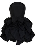 Niulatu A line Strapless Black Short Satin Homecoming Dresses Cocktail Dress HZ1110