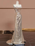 Niulatu Mermaid Sweetheart Champagne Sequin Long Prom Dresses Evening Dress With Beads HZ1110
