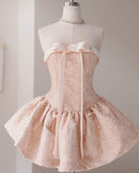 Niulatu A line Straples Satin Pink Homecoming Dresses 18th Birthday Dress HZ1110