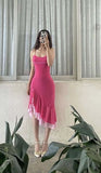 Niulatu A line Irregular Strap Pink Chiffon Homecoming Dresses Birthday Dress HZ1110