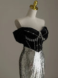 Niulatu Mermaid Off The Shoulder Sequin Beadings Long Prom Dresses Evening Dress HZ1110