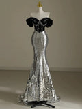 Niulatu Mermaid Off The Shoulder Sequin Beadings Long Prom Dresses Evening Dress HZ1110