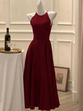 Niulatu A Line Ankle Length Burgundy Prom Dresses Evening Dress HZ1110