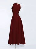 Niulatu A Line Ankle Length Burgundy Prom Dresses Evening Dress HZ1110