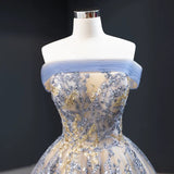 Niulatu Ball Gown Off The Shoulder Long Blue Sweet 15 Dress Prom Dresses HZ1110