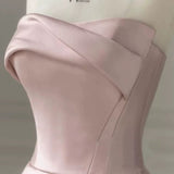 Niulatu A line Strapless Long Light Pink Prom Dresses Evening Party Dress HZ1110