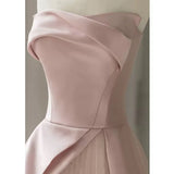 Niulatu A line Strapless Long Light Pink Prom Dresses Evening Party Dress HZ1110