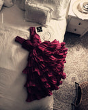 Niulatu Ball Gown V Neckline Burgundy Homecoming Dress Ruffles Layers Birthday Dresses HZ1110
