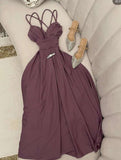 Niulatu A line Straps Ruffles Long Prom Dress Evening Dresses HZ1110