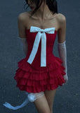Niulatu Sheath Strapless Red Ruffles Homecoming Dress Short Birthday Outfits HZ1110