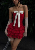 Niulatu Sheath Strapless Red Ruffles Homecoming Dress Short Birthday Outfits HZ1110