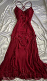 Niulatu Sheath Spaghetti Straps Burgundy Long Prom Dress Evening Dresses With Beads HZ1110