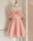 Niulatu Ball Gown Strapless Pink Ruffles Organza Homecoming Dress Short Birthday Outfits HZ1110