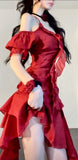 Niulatu A line Straps Ruffles Burgundy Homecoming Dress Short Birthday Outfits HZ1110