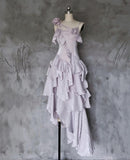 Niulatu A line Spaghetti Straps Lilac Long Prom Dress Evening Dresses With Ruffles HZ1110
