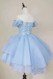 Niulatu Ball Gown Off The Shoulder Lace Light Sky Blue Homecoming Dress Short Birthday Outfit HZ1110
