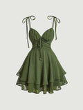 Niulatu A line Spaghetti Straps Green Homecoming Dress Short Birthday Outfit HZ1110