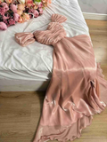 Niulatu A Line Strapless Silk Satin Long Pink Prom Dress Evening Dresses HZ1110