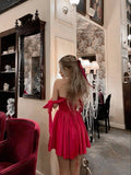 Niulatu A line Off The Shoulder Red Short Homecoming Dresses 18th Birthday Outfits Party Dress HZ1110