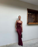 Niulatu Mermaid Straps Slim Fit Burgundy Lace Prom Dress Long Evening Dresses HZ1110