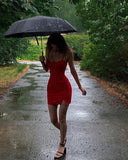 Niulatu Sheath Spaghetti Straps Short Red Homecoming Dresses 21st Birthday Outfit HZ1110