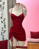 Niulatu Sheath Spaghetti Straps Red Short Homecoming Dresses 21st Birthday Outfit HZ1110