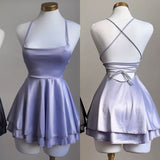 Niulatu A line Spaghetti Straps Lilac Short Homecoming Dresses 21st Birthday Outfit HZ1110