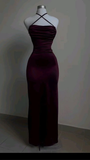 Niulatu Sheath Halter Burgundy Slim Fit Long Prom Dress Evening Dresses HZ1110