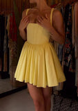 Niulatu A Line Straps Yellow Short Homecoming Dresses 21st Birthday Outfit HZ1110