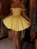 Niulatu A Line Straps Yellow Short Homecoming Dresses 21st Birthday Outfit HZ1110