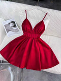 Niulatu A Line Spaghetti Straps Short Red Homecoming Dresses 21st Birthday Outfits HZ1110