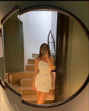 Niulatu Sheath One Shoulder Short White Homecoming Dresses 21st Birthday Outfits HZ1110