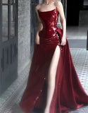 Niulatu Mermaid Red Sleeveless Long Sequin Prom Dress Evening Dresses HZ1110