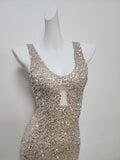 Niulatu Mermaid Straps Long Sequin Champagne Prom Dress Evening Dresses HZ1110