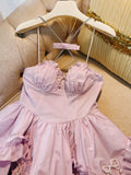 Niulatu Ball Gown Spaghetti Straps Pink Short Homecoming Dresses 18th Birthday Outfit HZ1110