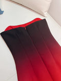 Niulatu Sheath Strapless Ombre Burgundy Red Slim Fit Satin Prom Dress Evening Dresses HZ1110