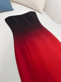 Niulatu Sheath Strapless Ombre Burgundy Red Slim Fit Satin Prom Dress Evening Dresses HZ1110