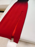 Niulatu Sheath Strapless Ombre Burgundy Red Slim Fit Satin Prom Dress Evening Dresses HZ1110