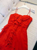 Niulatu Sheath Straps Red Short Chiffon Homecoming Dresses 18th Birthday Outfit HZ1110