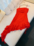 Niulatu Sheath Straps Red Short Chiffon Homecoming Dresses 18th Birthday Outfit HZ1110