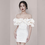 Niulatu Sheath Strapless White Satin Short Homecoming Dresses 18th Birthday Outfit HZ1110