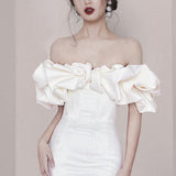 Niulatu Sheath Strapless White Satin Short Homecoming Dresses 18th Birthday Outfit HZ1110